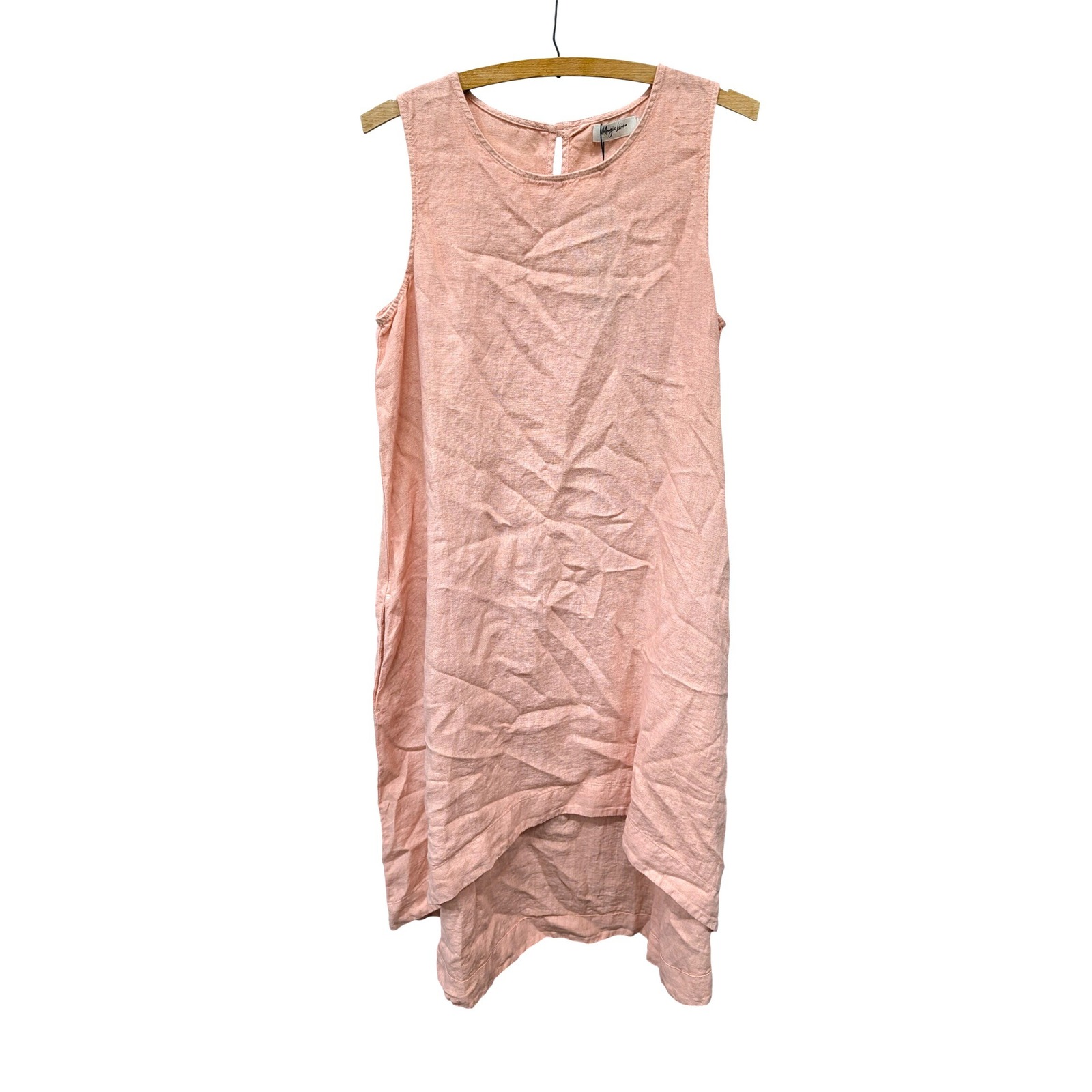 Magiclinen Nwt Toscana High-Low Linen Dress Woodrose Pink Sleeveless Shift- S — image 3 of 8